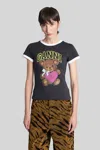 Ganni Teddy Bear Graphic Cotton T-shirt In Black