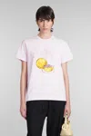 Ganni Logo Appliqué Graphic Print T-shirt In Chalkpink