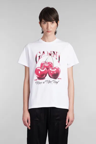 GANNI T-SHIRT IN WHITE COTTON