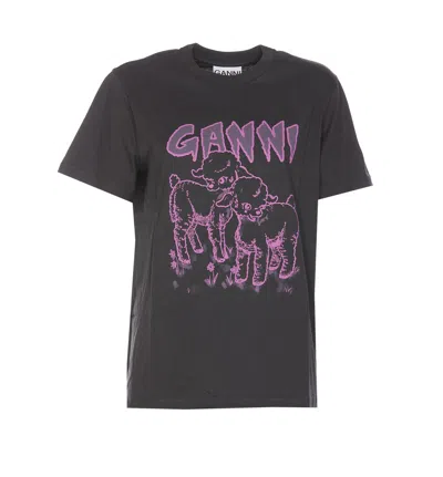 Ganni T-shirt "lamb" In Black
