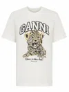 Ganni Basic Jersey Leopard Relaxed T-shirt Leopard In White