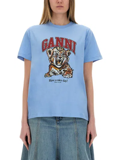 Ganni T-shirt "tiger" In Blue