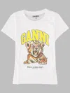 Ganni Organic Cotton T-shirt With Front Print In White