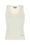 Ganni Ribbed Sleeveless Scoop Neck Tank Top In White