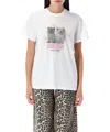 Ganni White Crewneck T-shirt With Logo Print On The Front In Cotton Woman In White