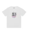 Ganni White Crewneck T-shirt With Logo Print On The Front In Cotton Woman In White