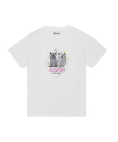 GANNI GANNI T-SHIRT WITH COLORFUL PRINT
