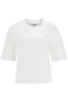 Ganni T-shirt With Frayed Embroidery In White
