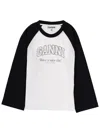Ganni Baseball Graphic Raglan Crew Neck T-shirt In Black