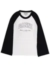 Ganni Baseball Graphic Raglan Crew Neck T-shirt In White