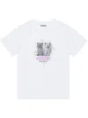 Ganni White Crewneck T-shirt With Logo Print On The Front In Cotton Woman
