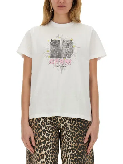 GANNI GANNI T-SHIRT WITH PRINT