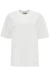 Ganni T-shirt With Rhin In White