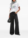 Ganni Graphic Print Crew Neck Short Sleeve Top In White