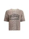 Ganni Leopard Print Wool Mix T-shirt