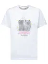 Ganni White Crewneck T-shirt With Logo Print On The Front In Cotton Woman In White