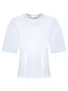 Ganni White Crewneck T-shirt With Front Embellishments And Rear Bow Closure In Cotton Woman In White