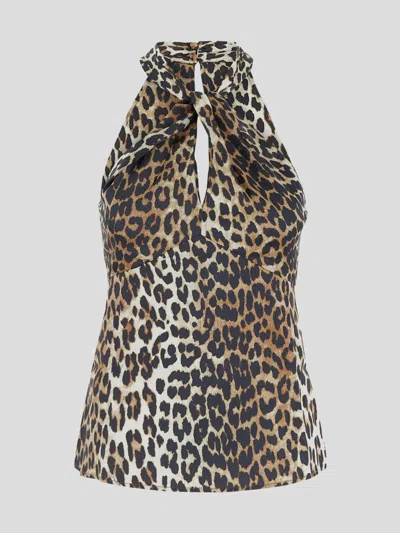 Ganni T-shirts And Polos In Animal Print