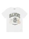 Ganni White Crew-neck Cotton T-shirt With Animal Print In White
