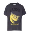 Ganni Crew-neck Cotton T-shirt With Banana Print In Black