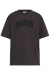 Ganni Oversize Cotton T-shirt Short Sleeves In Gray