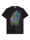 Ganni Neon Kitty Organic Cotton T-shirt In Blue