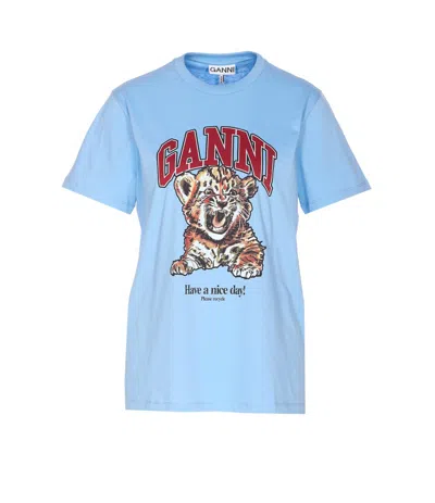 Ganni T-shirts And Polos In Blue