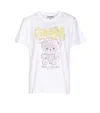 Ganni Basic Cotton Jersey Teddy Relaxed T-shirt In White