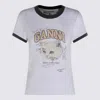 Ganni Women White Crewneck T-shirt With Maxi Logo On The Front In Cotton Jersey Woman In White