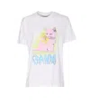 Ganni White Kitty T-shirt In White