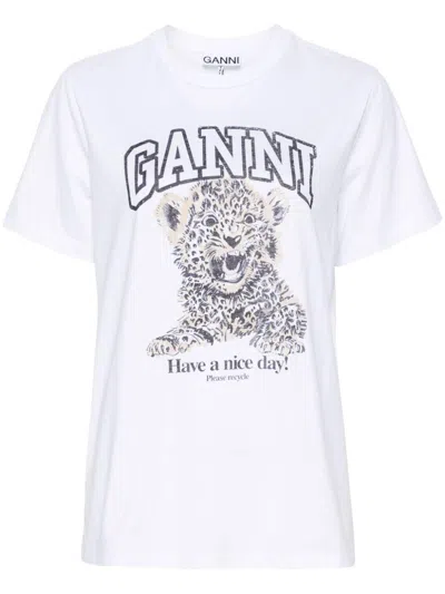 Ganni T-shirts And Polos White