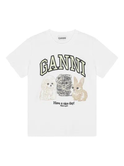 Ganni T-shirts And Polos White