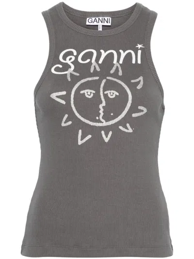 Ganni T-shirts & Tops In Volcanash