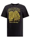 Ganni Basic Jersey Owls Relaxed T-shirt T-shirts Black