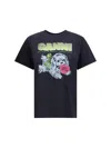 Ganni Organic Cotton T-shirt Featuring Dog Graphic In Black