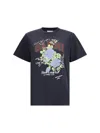 Ganni Graphic Print Crew Neck Short Sleeve Top In Black