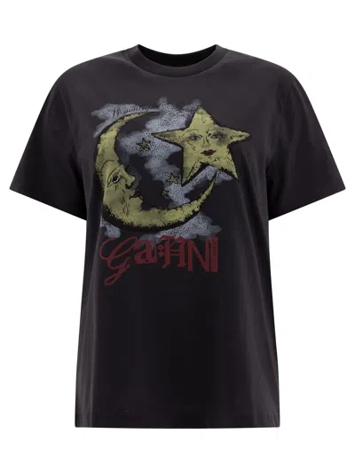 Ganni Basic Jersey Moonlight Relaxed T-shirt In Gray Quill