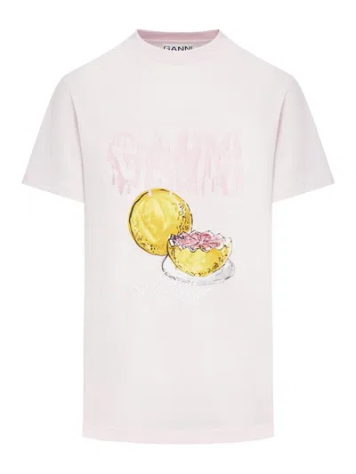 Ganni T-shirts In Pink & Purple