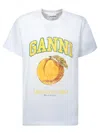 Ganni Basic Jersey Peach Relaxed T-shirt In White