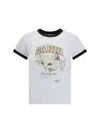 Ganni Women White Crewneck T-shirt With Maxi Logo On The Front In Cotton Jersey Woman In White