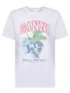 Ganni Grapes Basic Cotton Jersey T-shirt In White