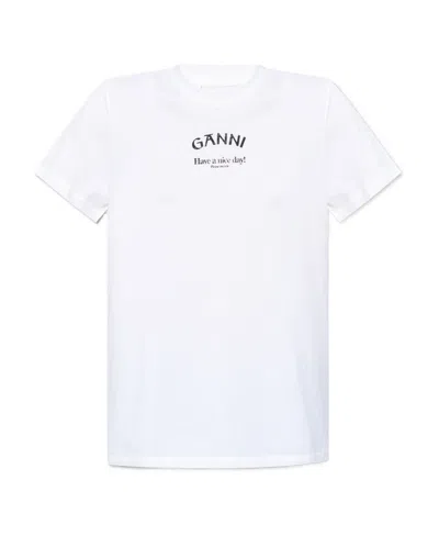 GANNI GANNI LOGO-PRINTED CREWNECK T-SHIRT