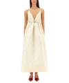 Ganni Stripe-pattern Midi Dress In White