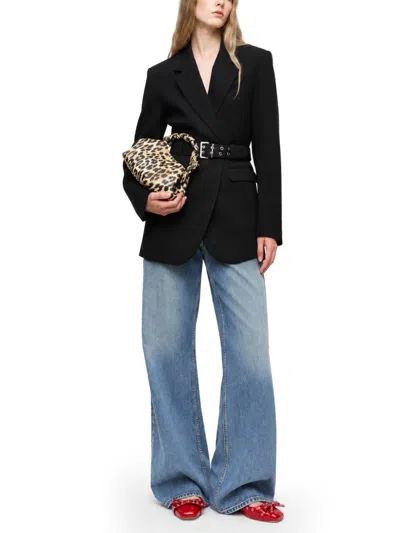 Ganni Tailored Belted Blazer In Black