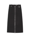 Ganni Zip-up Crepe Midi Skirt In Black