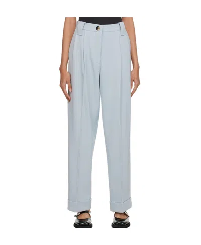 Ganni Tailored Straight-leg Trousers In Gray