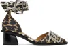 Ganni Leopard Print Feminine Buckle Open Cut Pumps In 943 Leopard