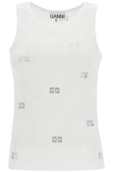 Ganni Tank Top With Micro Rhinest Women