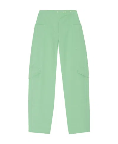 Ganni Organic Cotton Cargo Suiting Pants In Peapod