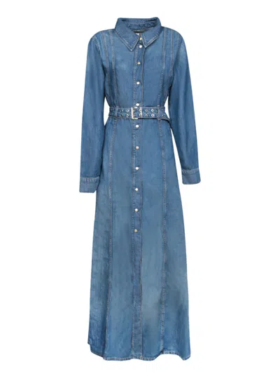 GANNI GANNI TAPERED DENIM MAXI DRESS WITH DECORATIVE BELT